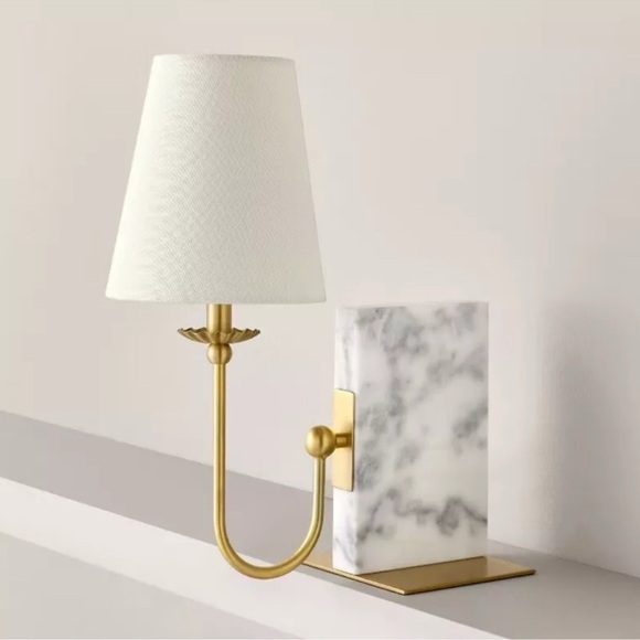 Marble Bookshelf Bookend Lamp Brass Iron Hearth & Hand Magnolia NEW IN BOX